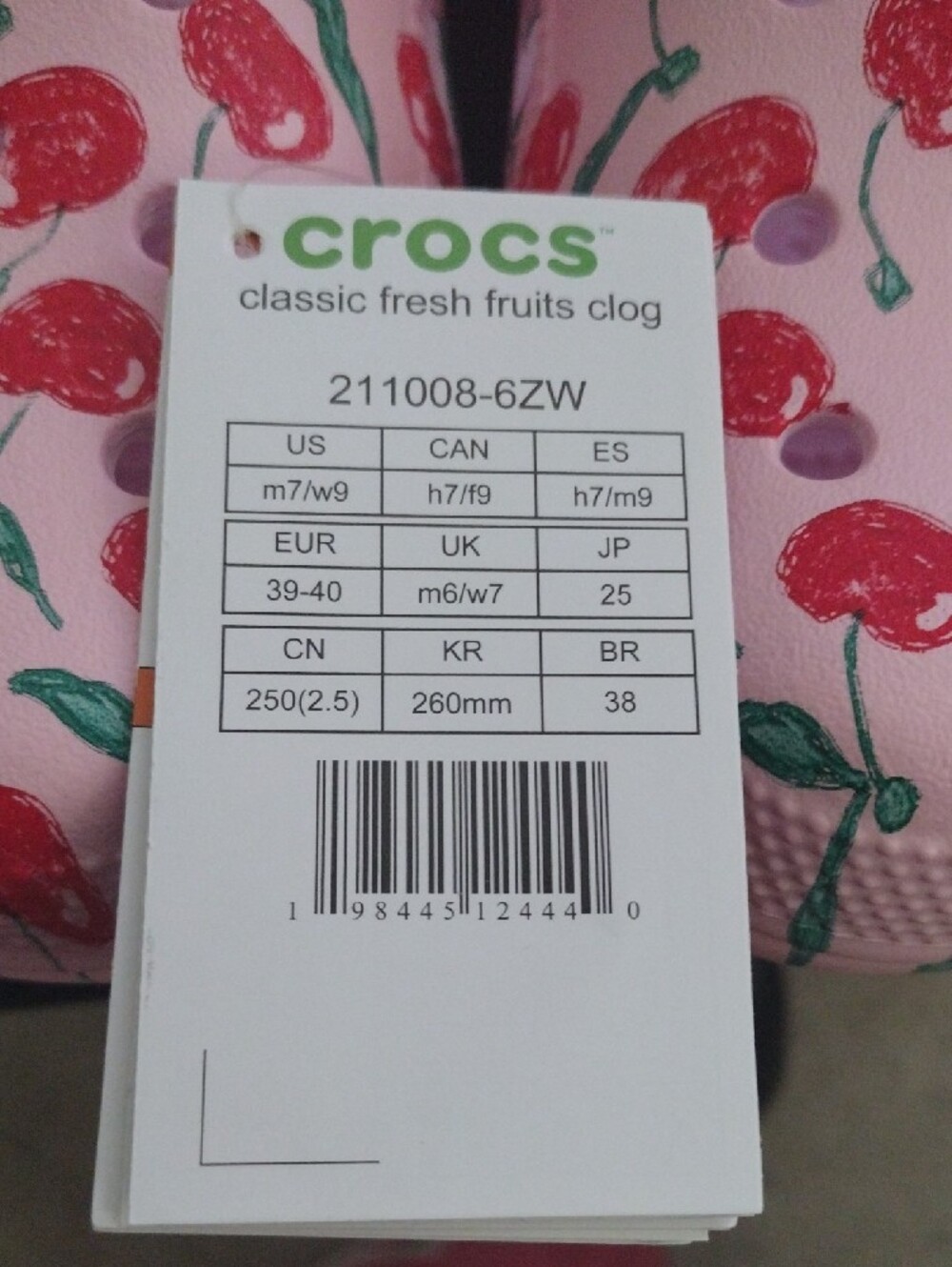 CROCS Pink Cherry-Print Classic Clog - Picture 2 of 3
